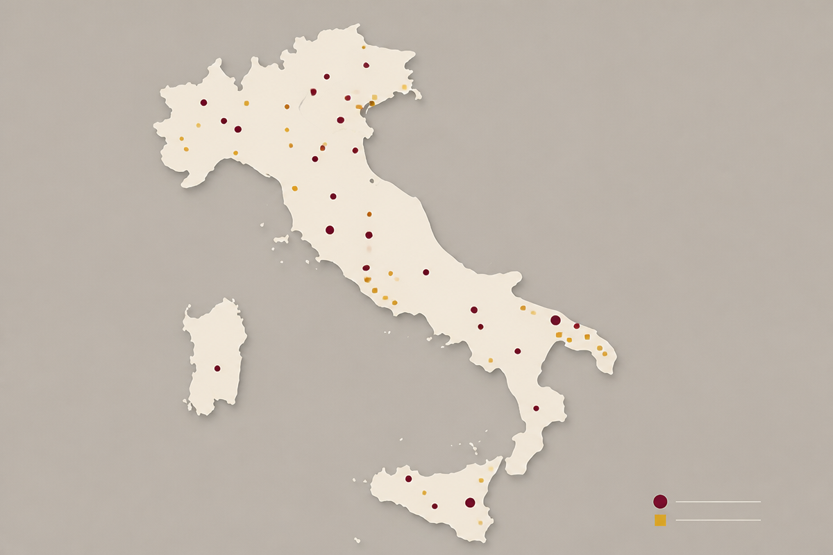 Carte des projets d'Inicio en Italie